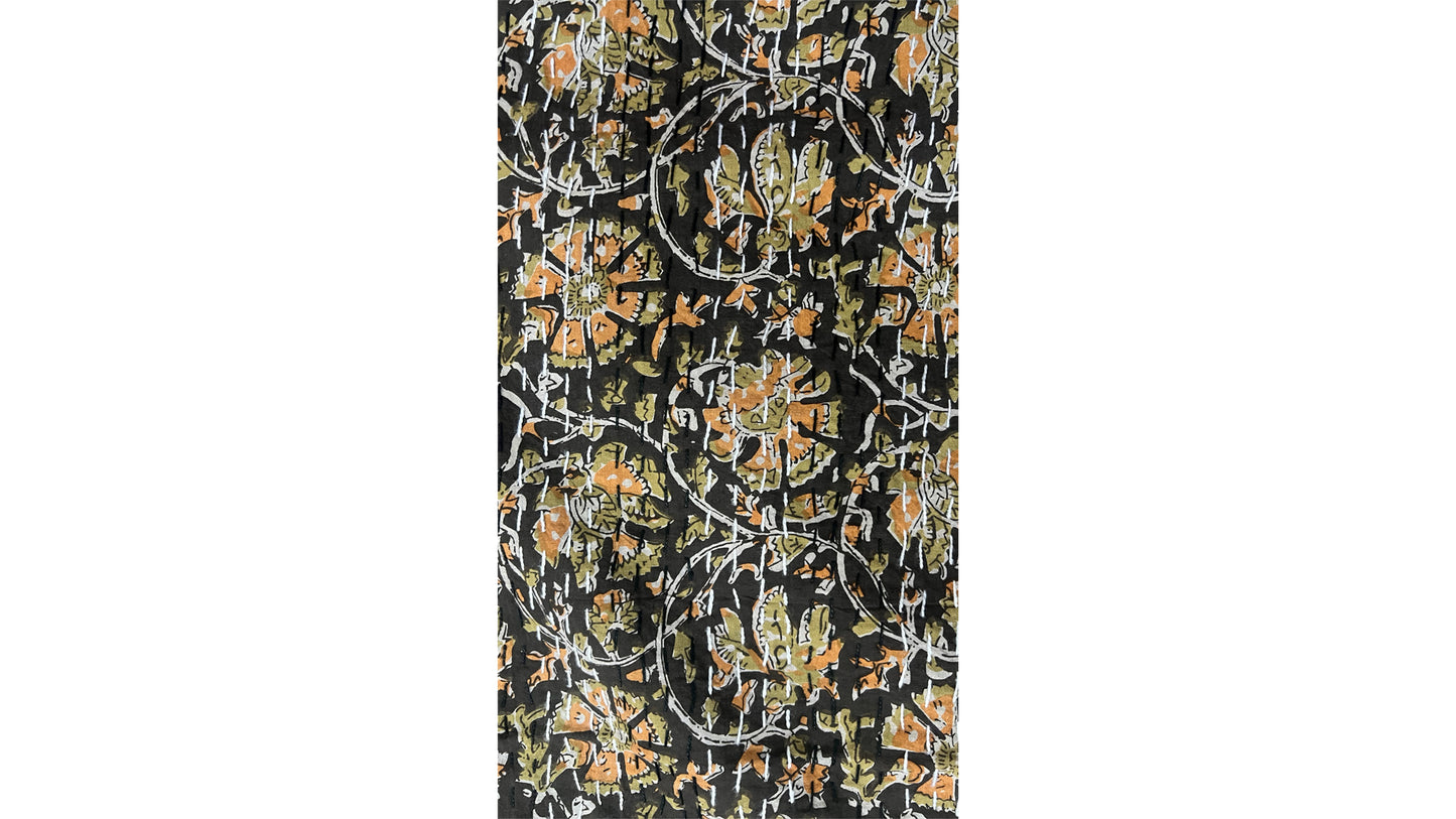 Black Orange Flowers Dohar Kantha All - Over Double