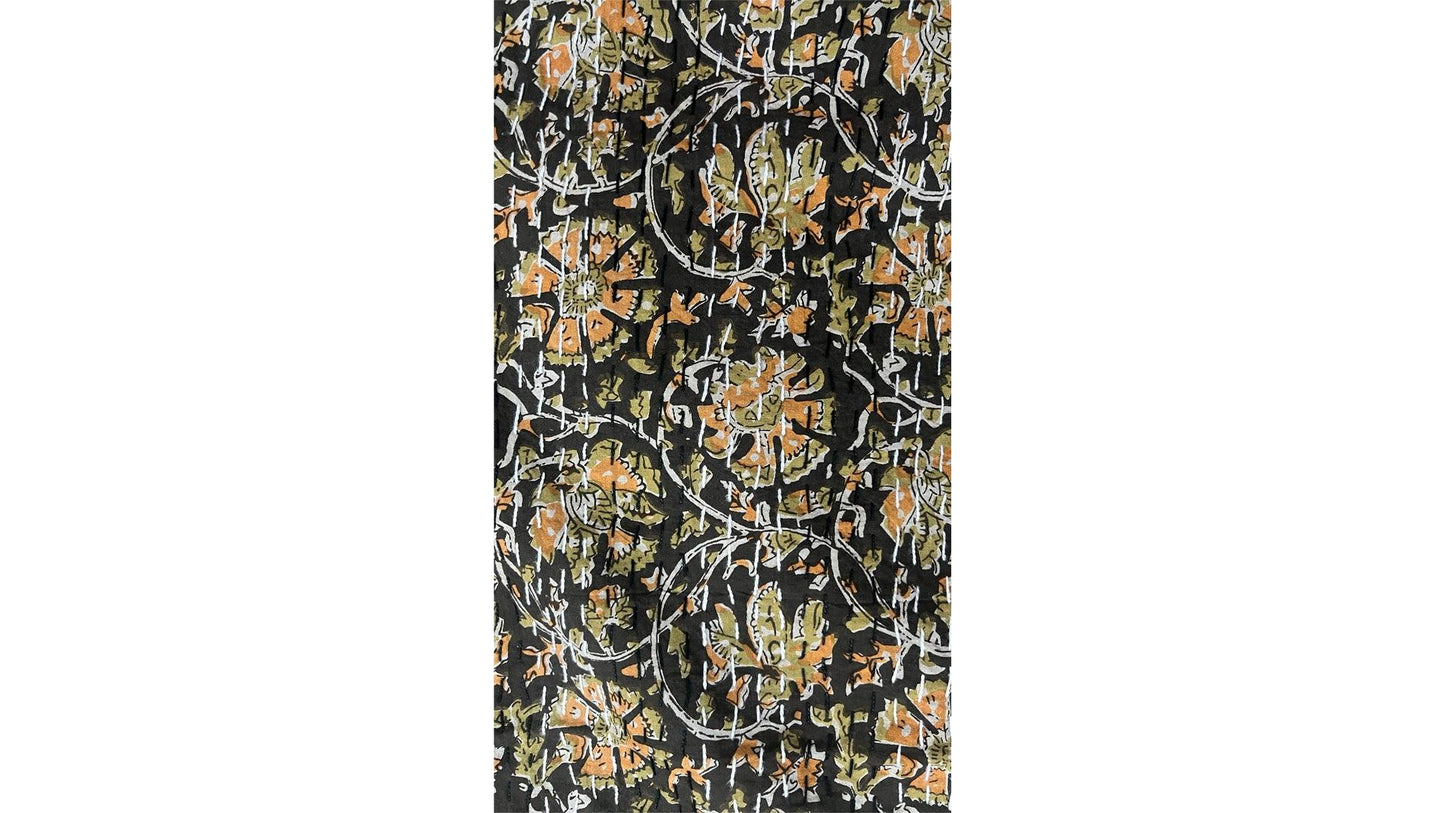 Black Orange Flowers Dohar Kantha All - Over Double