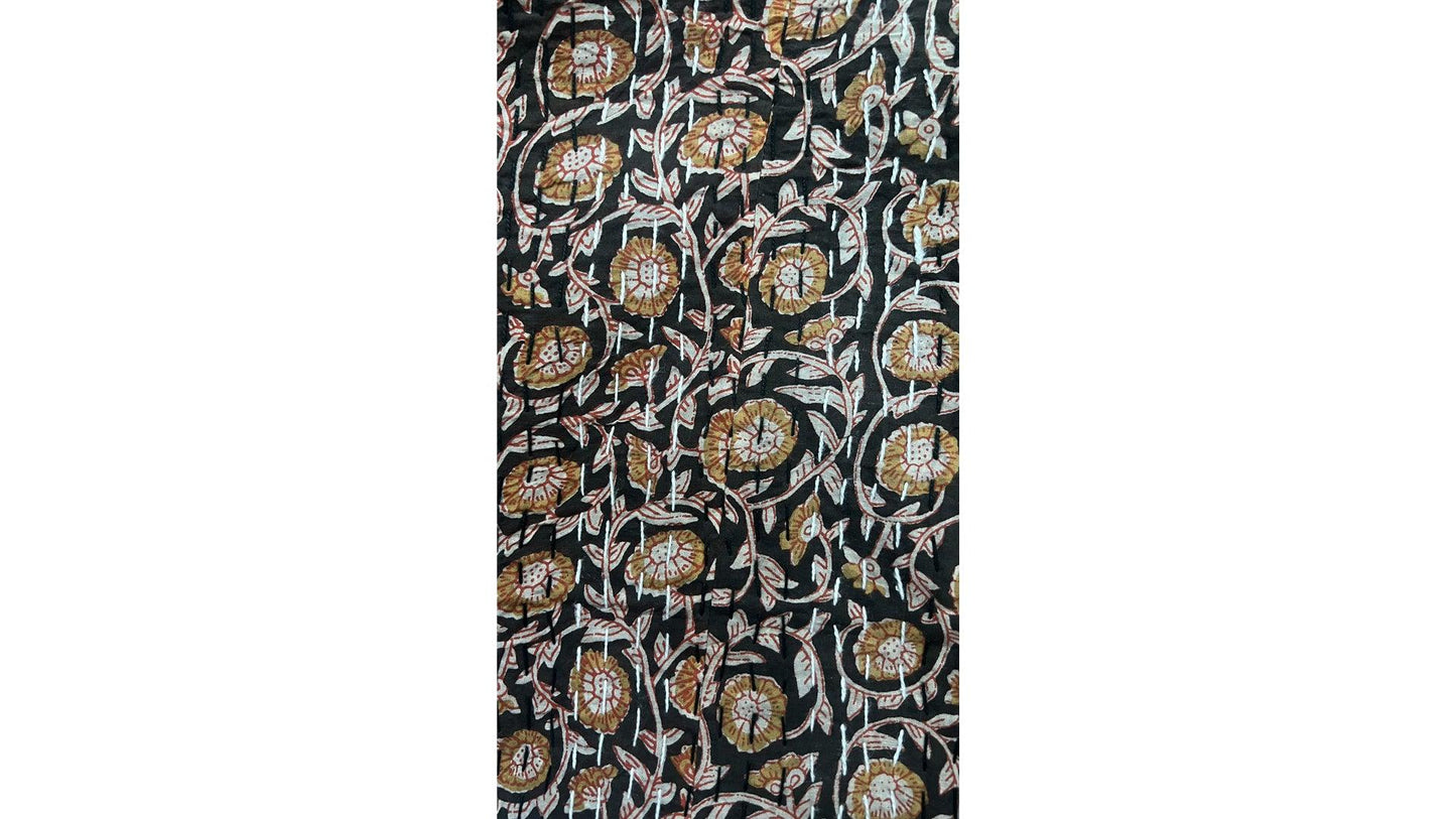Black Red Cream Flowers Dohar Kantha All - Over Double