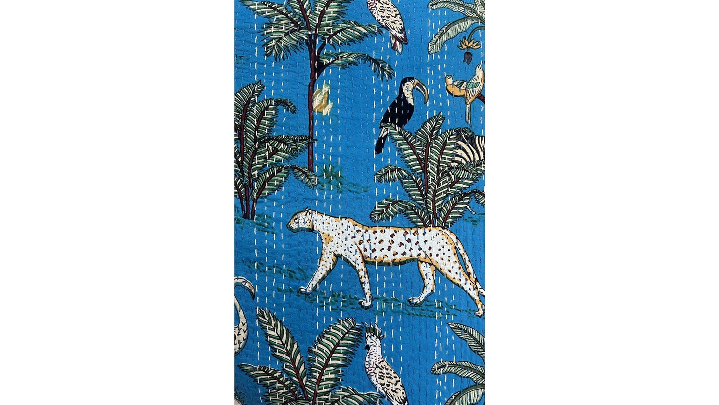 Light Blue Cream Tiger Dohar Kantha All - Over Double