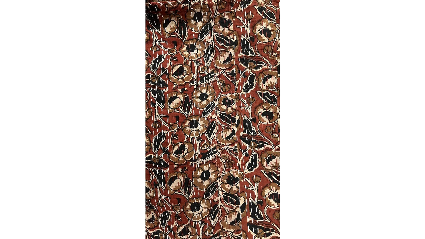 Maroon Brown Flowers Dohar Kantha All - Over Double