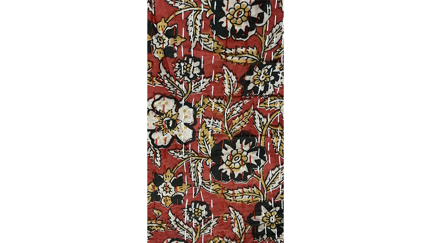 Red Cream Flowers Dohar Kantha All - Over Double