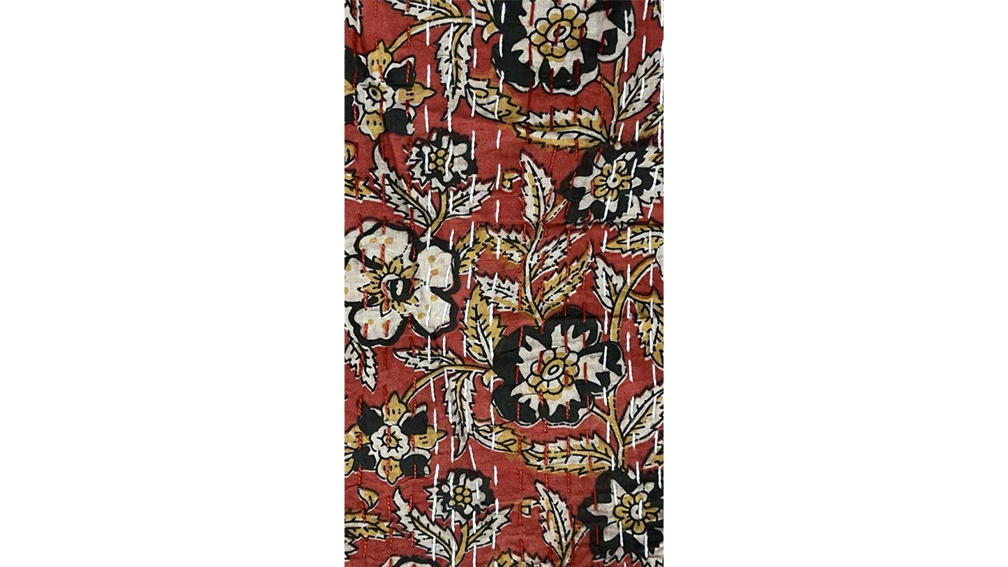 Red Cream Flowers Dohar Kantha All - Over Double