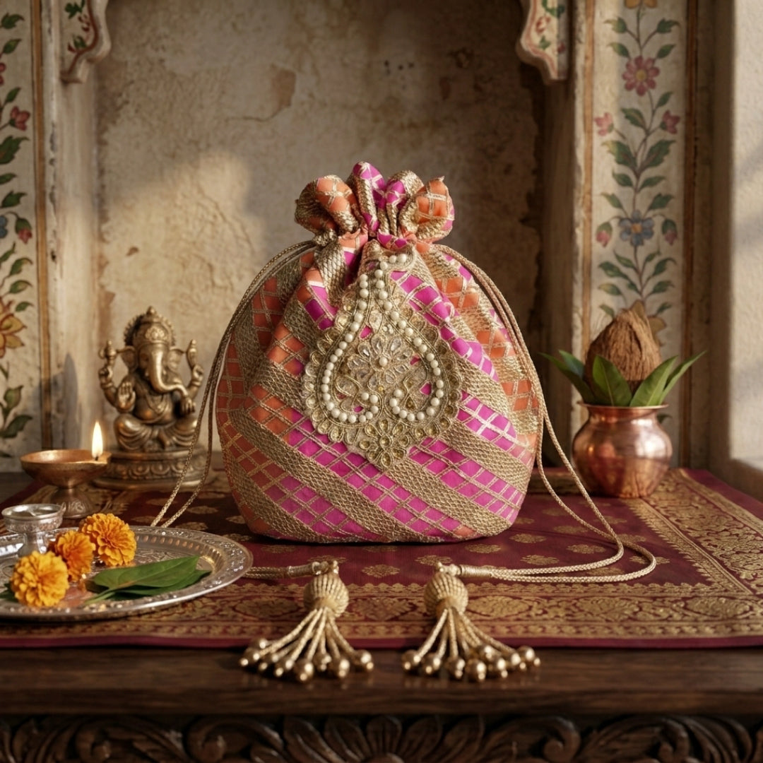 Gota Pati Potli with Pearl Patch Work