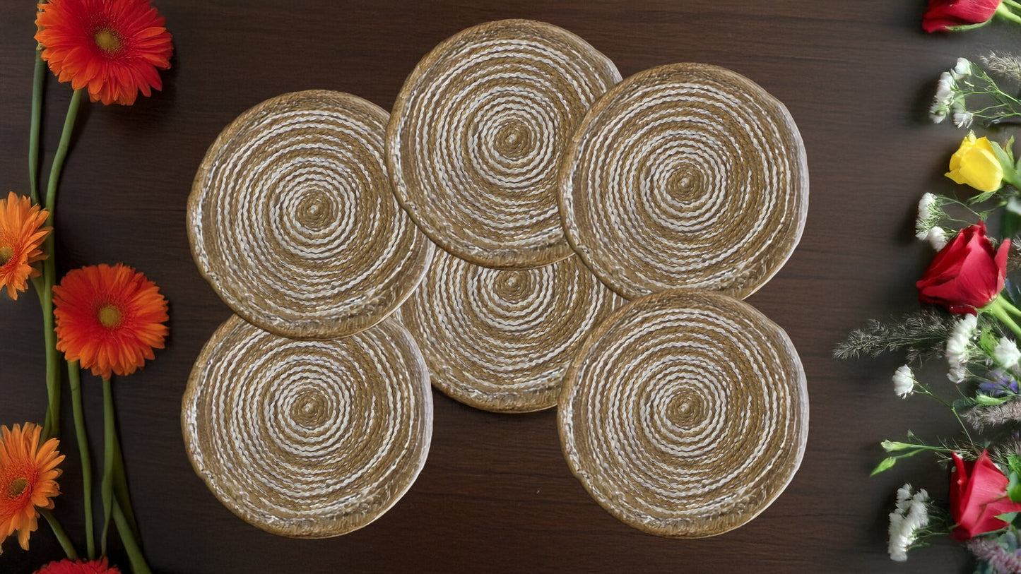 Jute and White Cotton Thread Coasters