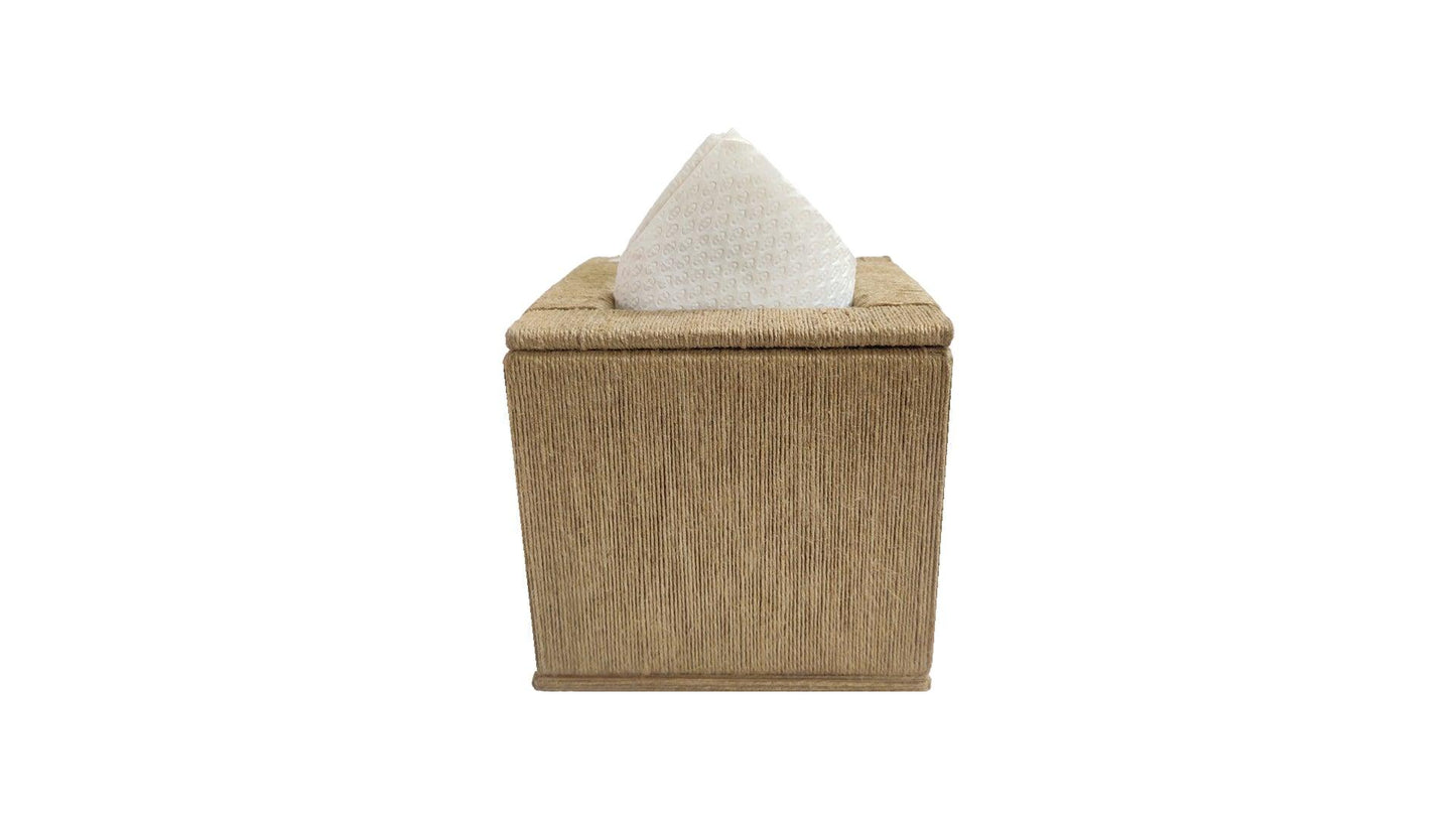 Jute Wrapped Stripes Tissue Box Vertical