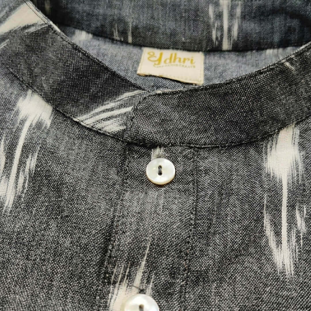 Ikkat Short Kurta in Gray