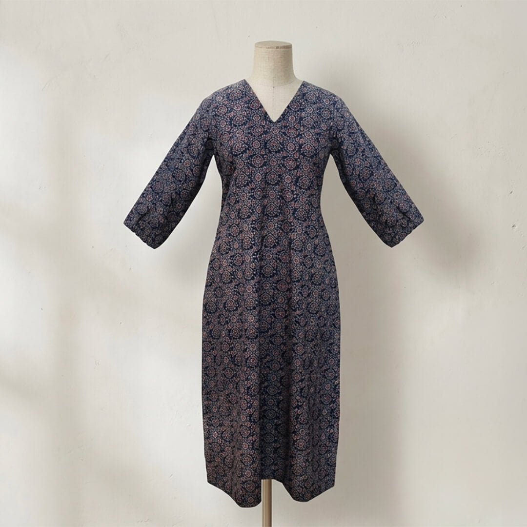 Long Dress with Pockets in Blue Ajrak