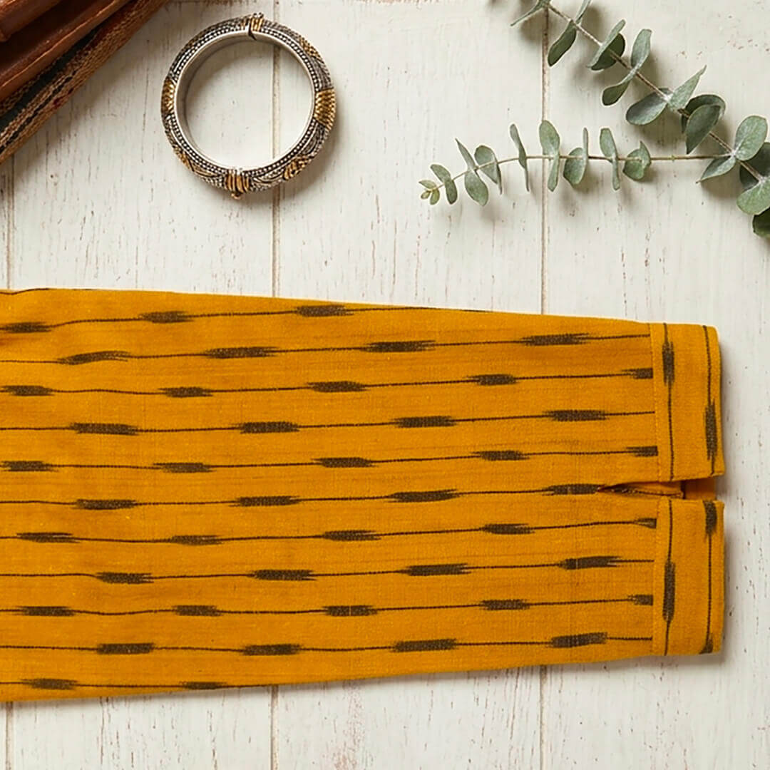 Ikkat Long Kurta in Empire Yellow