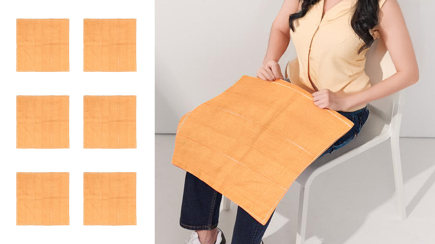 Orange Cotton Linen Blend Table Runner with Lap Napkins
