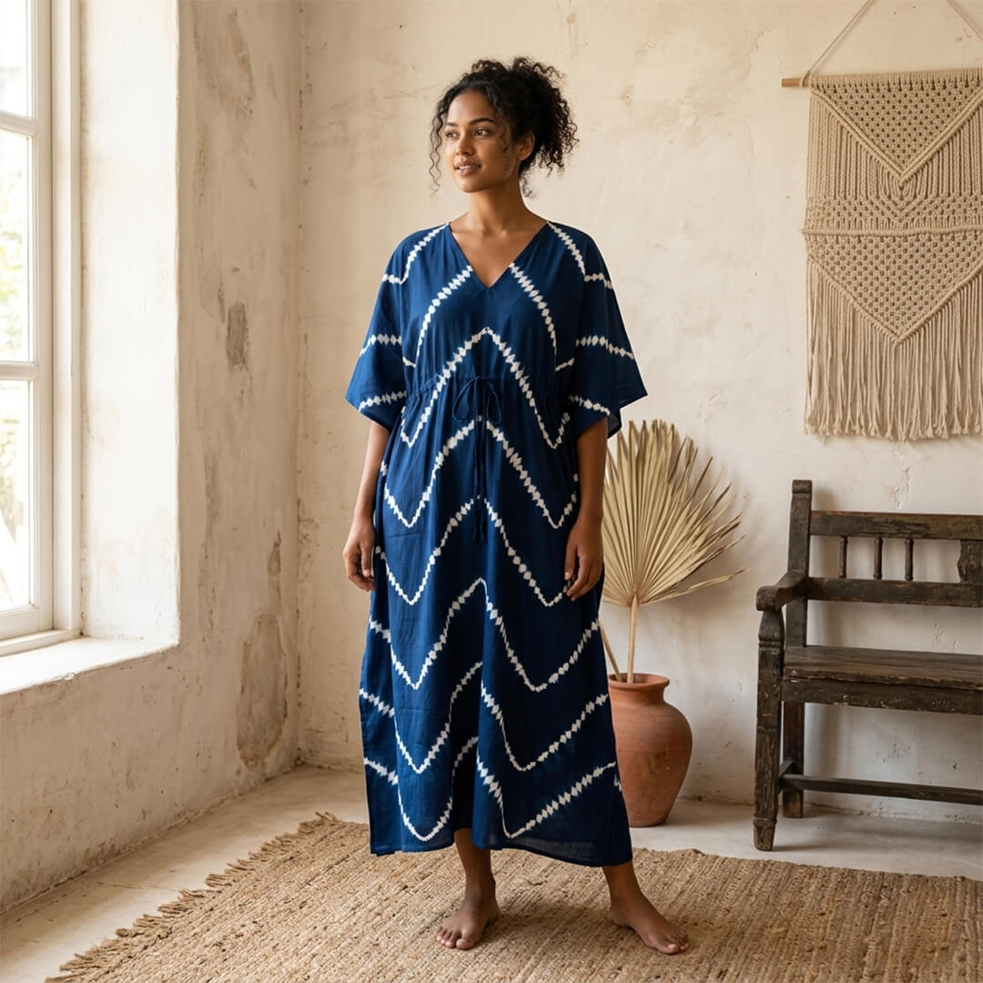 Tie and Dye Printed Long Maxi Gown Kaftan