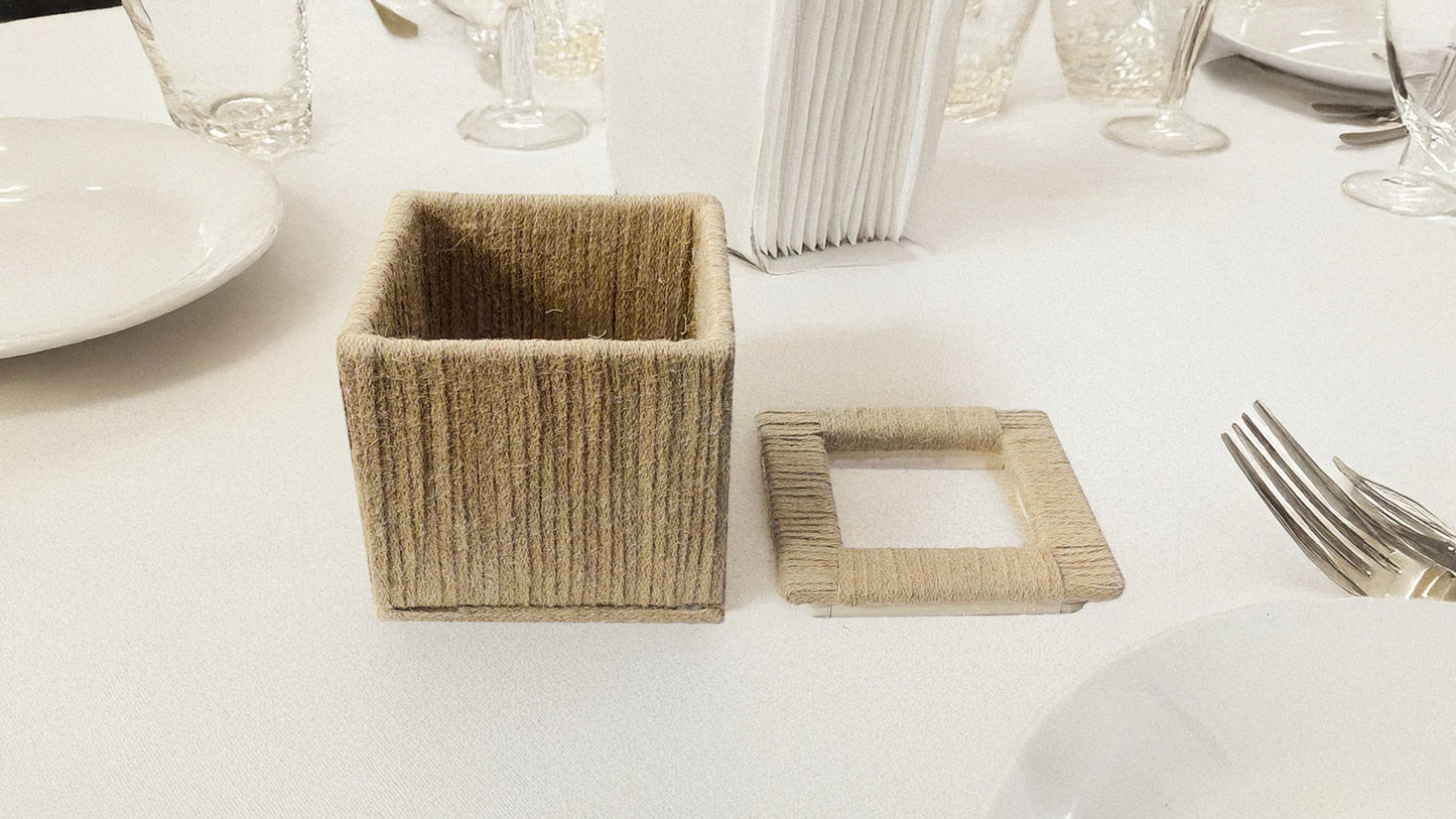 Vertical Tissue Box with Jute Wrapping
