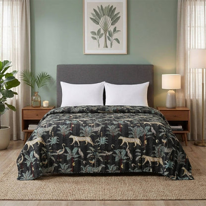 Black Cream Tiger Dohar Kantha All - Over Double