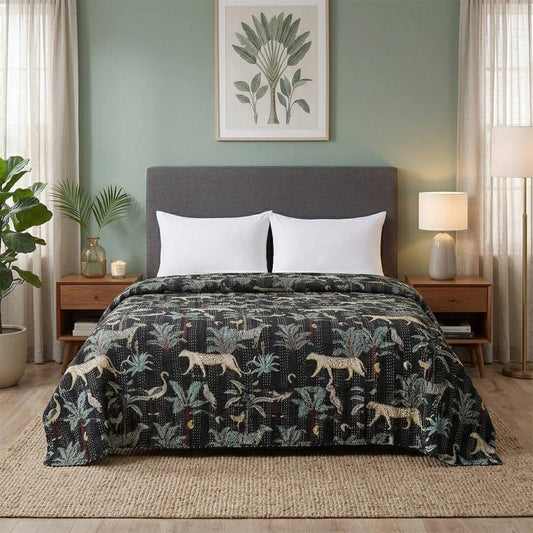 Black Cream Tiger Dohar Kantha All - Over Double