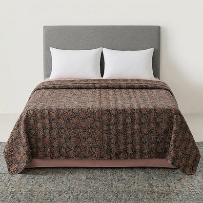 Black Orange Flowers Dohar Kantha All - Over Double