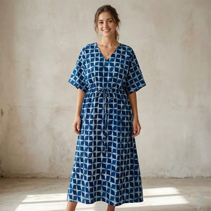 Block Print Kimono Dress Kaftan