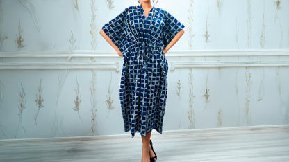 Block Print Kimono Dress Kaftan