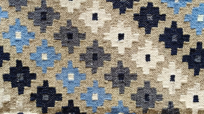 Blue and Beige Leher