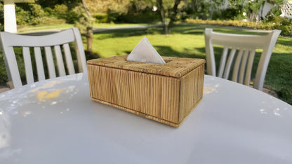 Rectangular Handwoven Cane Tissue Box – Arrowhead Pattern
