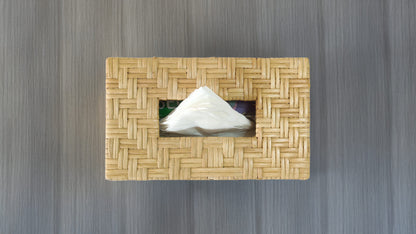 Rectangular Handwoven Cane Tissue Box – Double Pattern