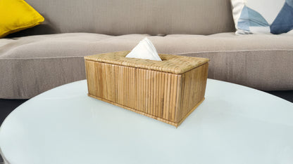 Rectangular Handwoven Cane Tissue Box – Double Pattern