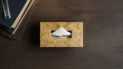 Rectangular Handwoven Cane Tissue Box – Maze Pattern