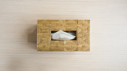 Rectangular Handwoven Cane Tissue Box – Square Pattern