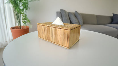 Rectangular Handwoven Cane Tissue Box – Sugracane Pattern