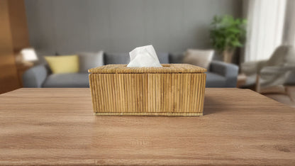 Rectangular Handwoven Cane Tissue Box – Sugracane Pattern