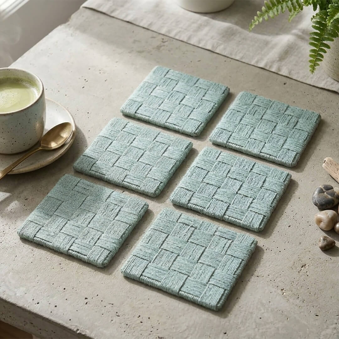 Coaster and Placemat Set - Check weave