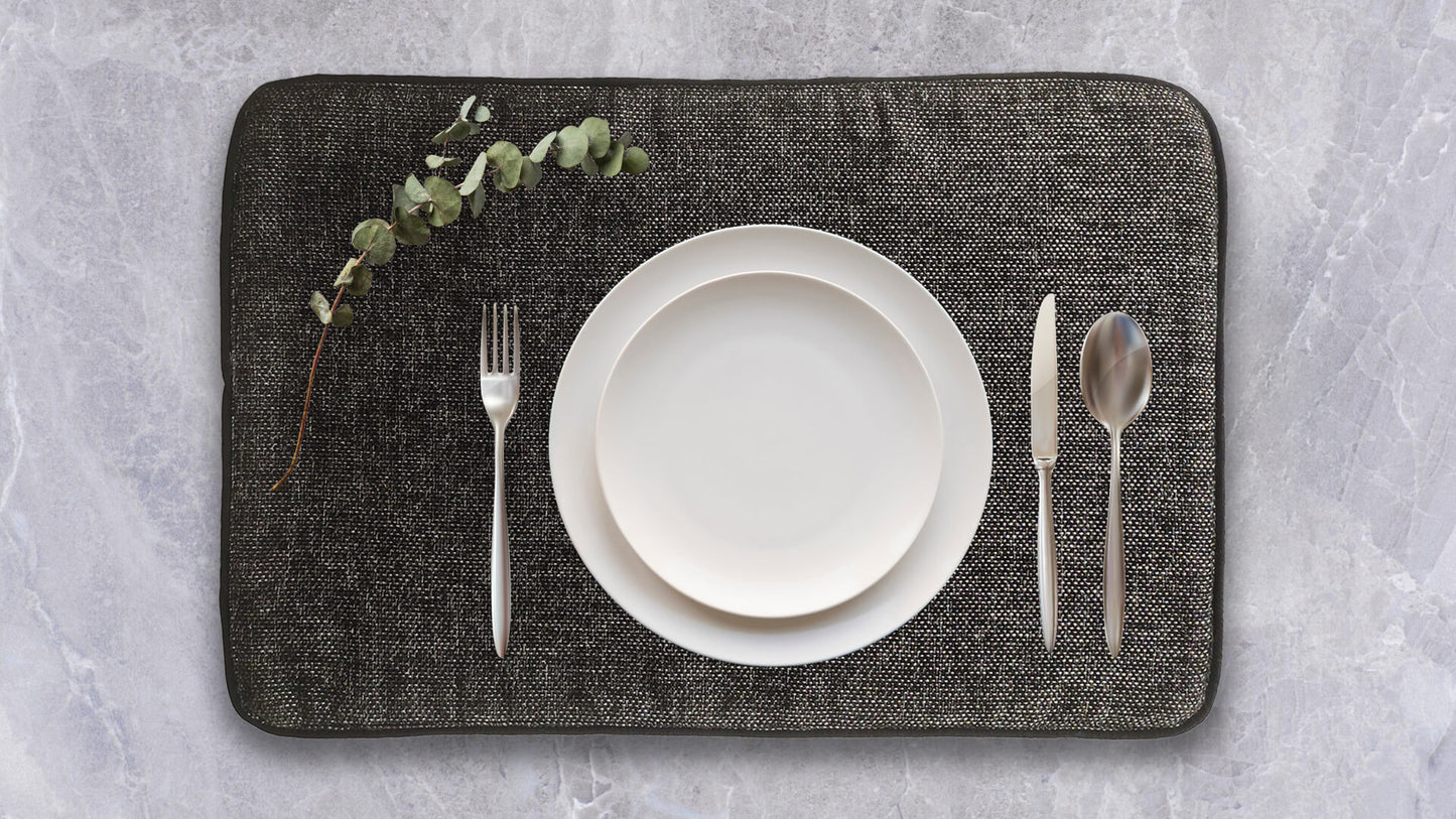 Jute and Cotton Double Sided Placemats - Dark Gray