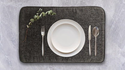 Jute and Cotton Double Sided Placemats - Dark Gray