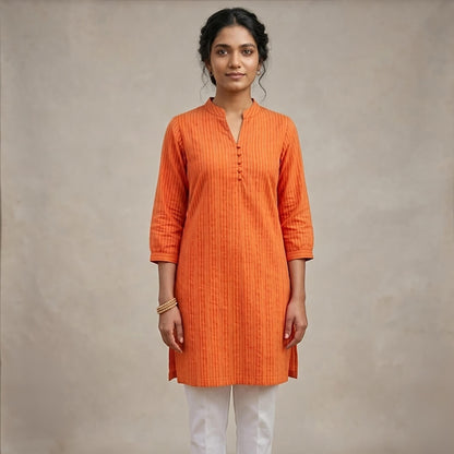 Cotton Kurti with Tricolour Kantha