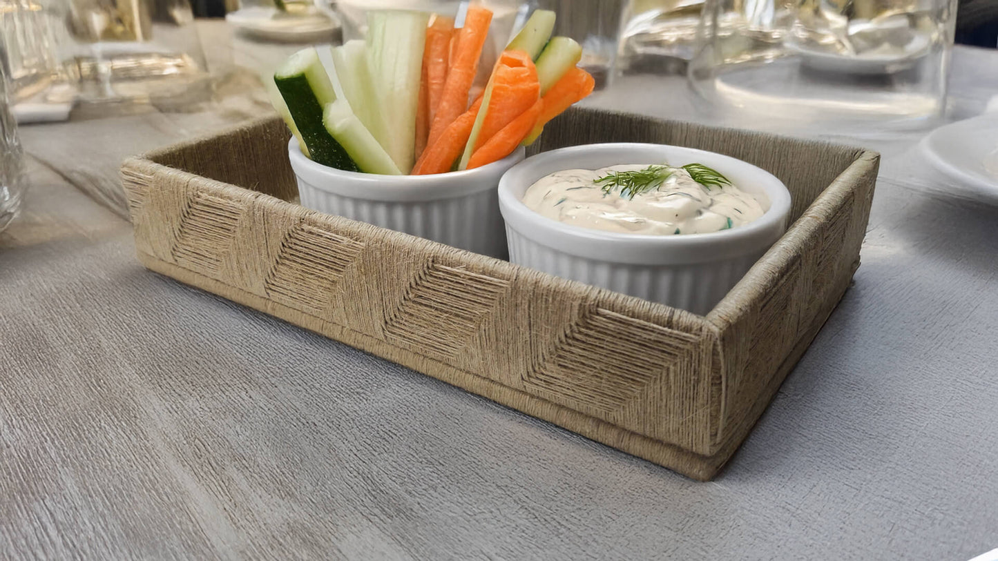 Jute Wrapped Multipurpose Trays - Diagonal Pattern