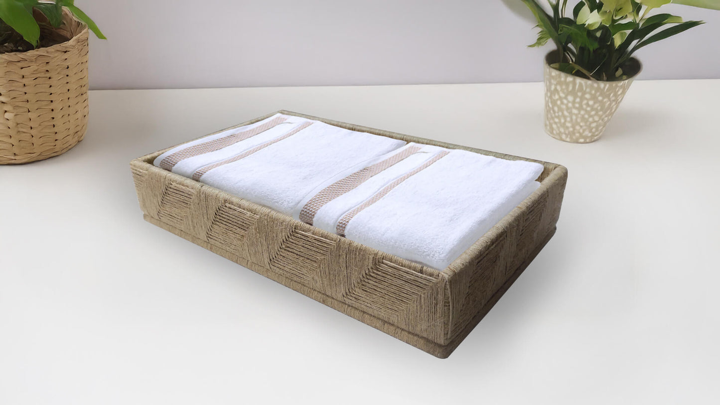 Jute Wrapped Multipurpose Trays - Diagonal Pattern