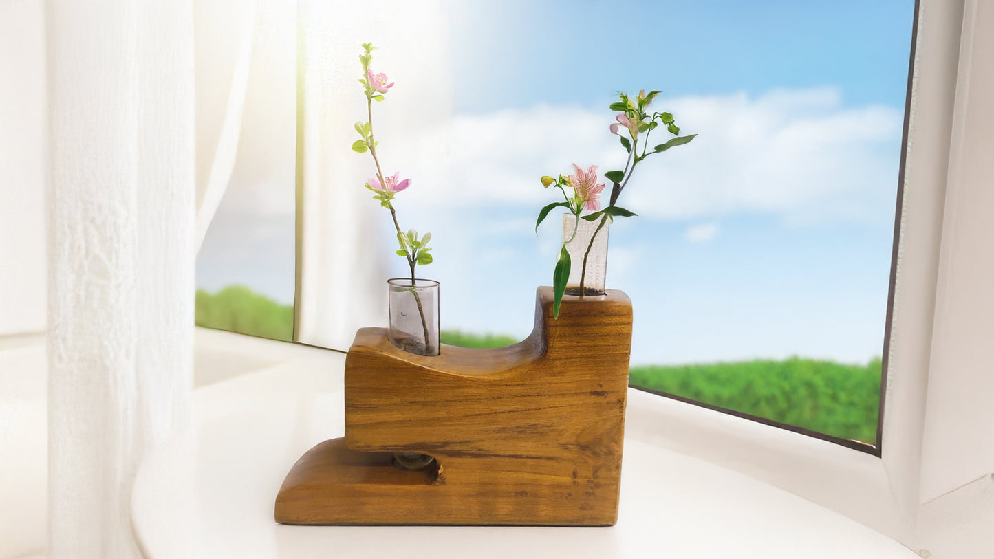 Asymmetrical dual test tube planter