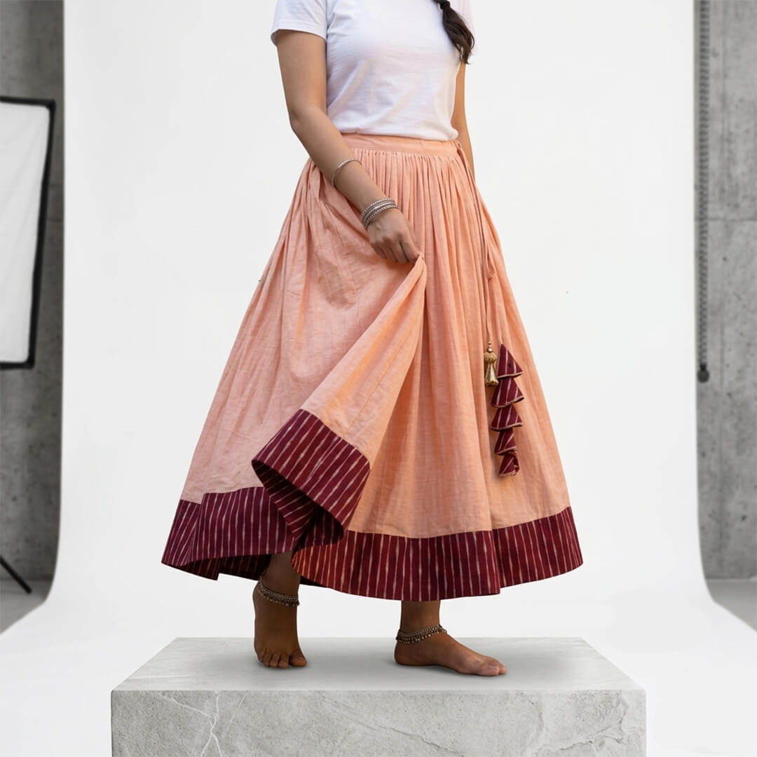 Ghaghra Skirt with Ikkat Border