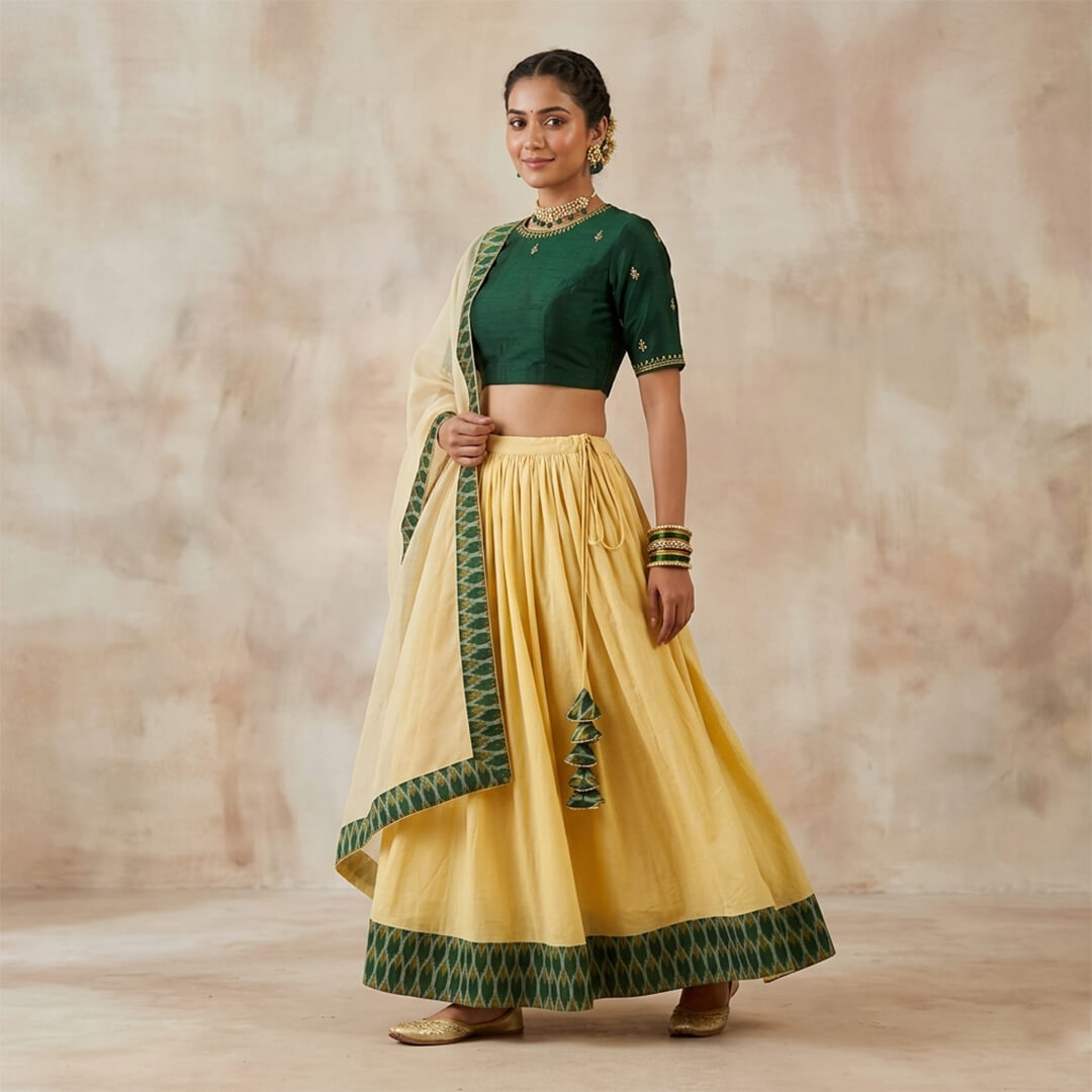 Ghaghra Skirt with Ikkat Border