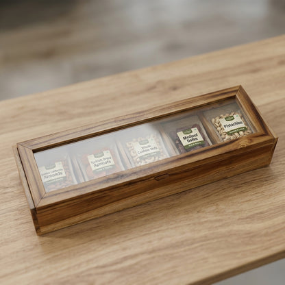 Glass Lid Utility Box in Teak Wood