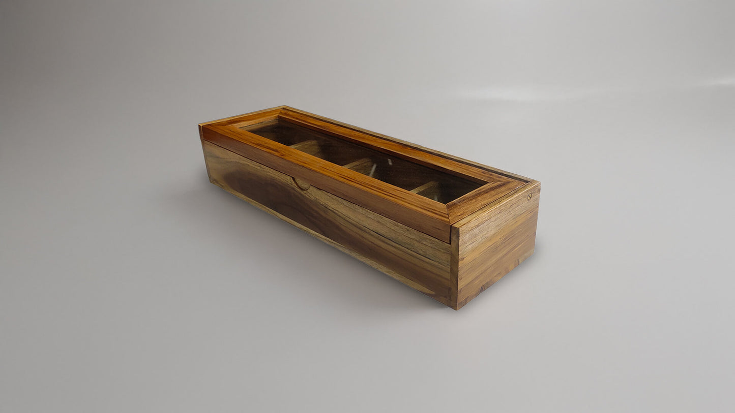 Glass Lid Utility Box in Teak Wood