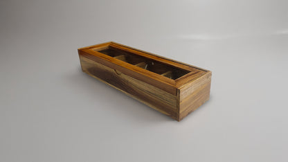 Glass Lid Utility Box in Teak Wood