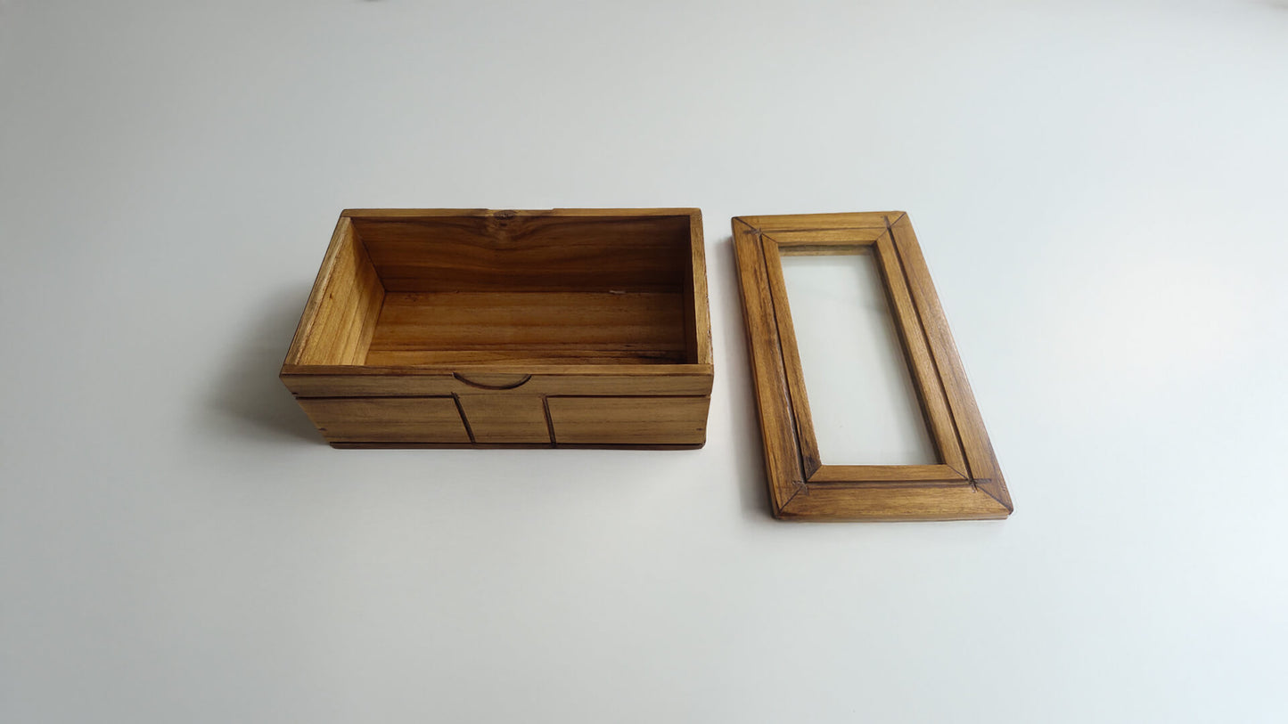 Glass Lid Utility Box in Teak Wood