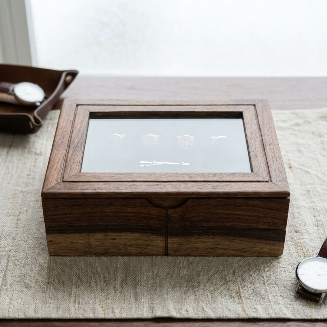 Glass Lid Utility Box in Sheesham Wood