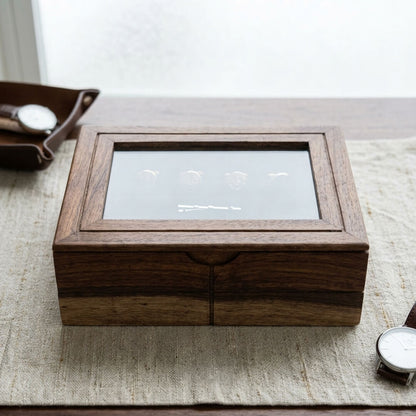 Glass Lid Utility Box in Sheesham Wood