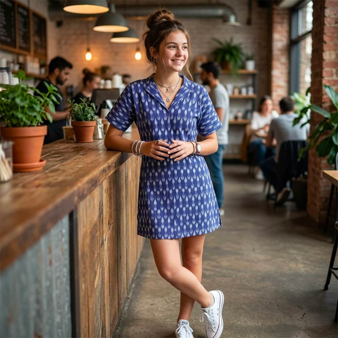 Ikkat Midi Purple Dress