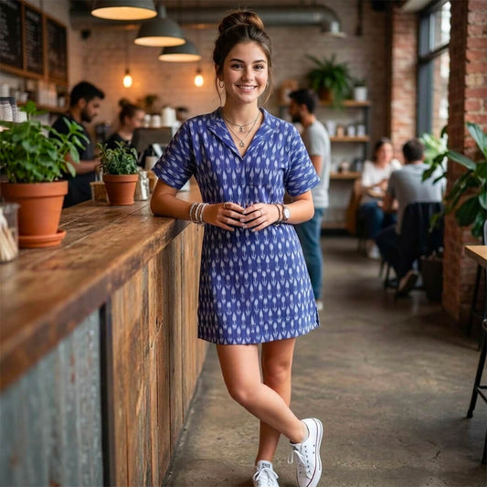 Ikkat Midi Purple Dress