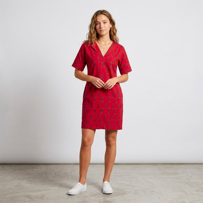 Ikkat Midi Red Dress