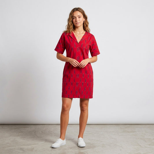 Ikkat Midi Red Dress