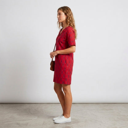 Ikkat Midi Red Dress