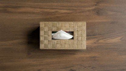 Rectangular Jute Wrapped Tissue Box – Horizontal Check